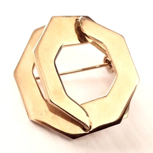 Vintage Sarah Coventry "Octagon" Gold Tone Brooch 1979 - Picture 3 of 4